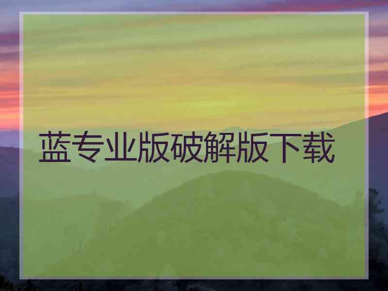 蓝专业版破解版下载