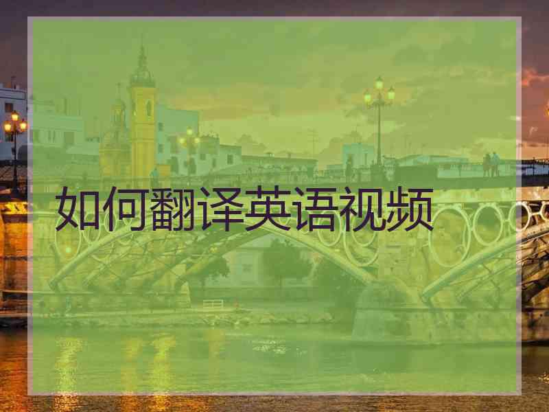 如何翻译英语视频