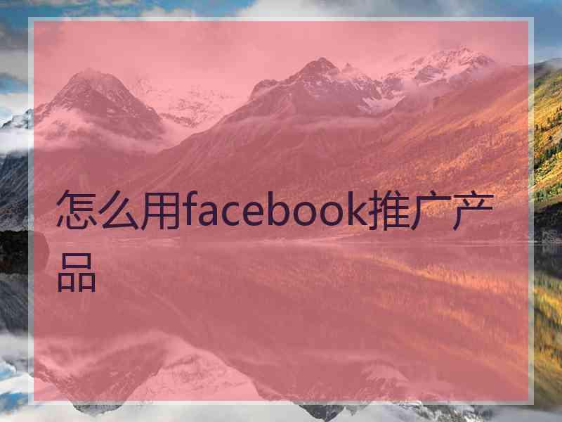 怎么用facebook推广产品