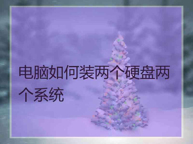电脑如何装两个硬盘两个系统
