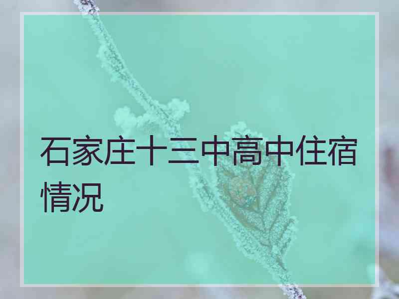 石家庄十三中高中住宿情况