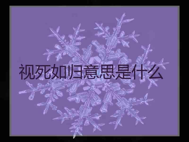 视死如归意思是什么