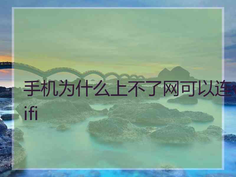 手机为什么上不了网可以连wifi