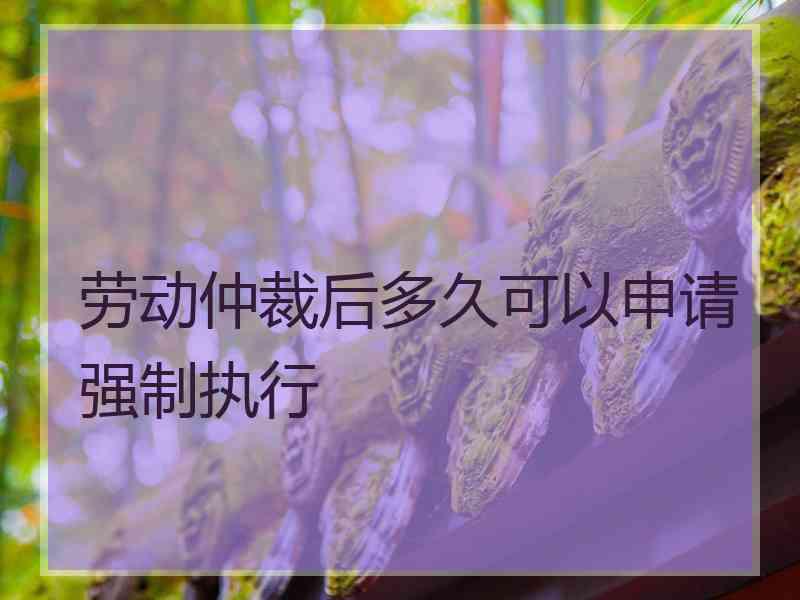 劳动仲裁后多久可以申请强制执行