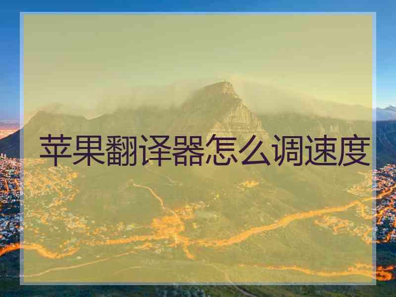 苹果翻译器怎么调速度