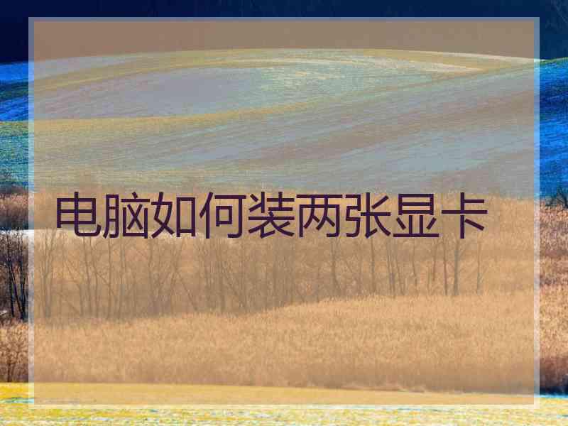 电脑如何装两张显卡