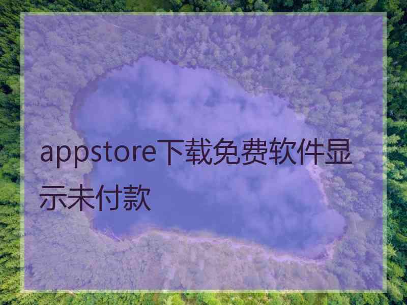 appstore下载免费软件显示未付款