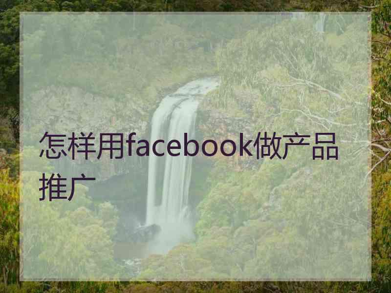 怎样用facebook做产品推广